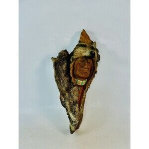 Stephen Herrero 1990 Lone Wolf Native American #3007 Sculpture Wall Hanging